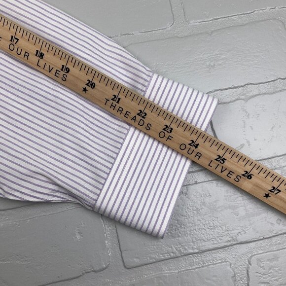 Jhane Barnes Shirt Mens XLarge Purple White Stripe Embossed‎ Slim Fit Dress - Picture 7 of 10